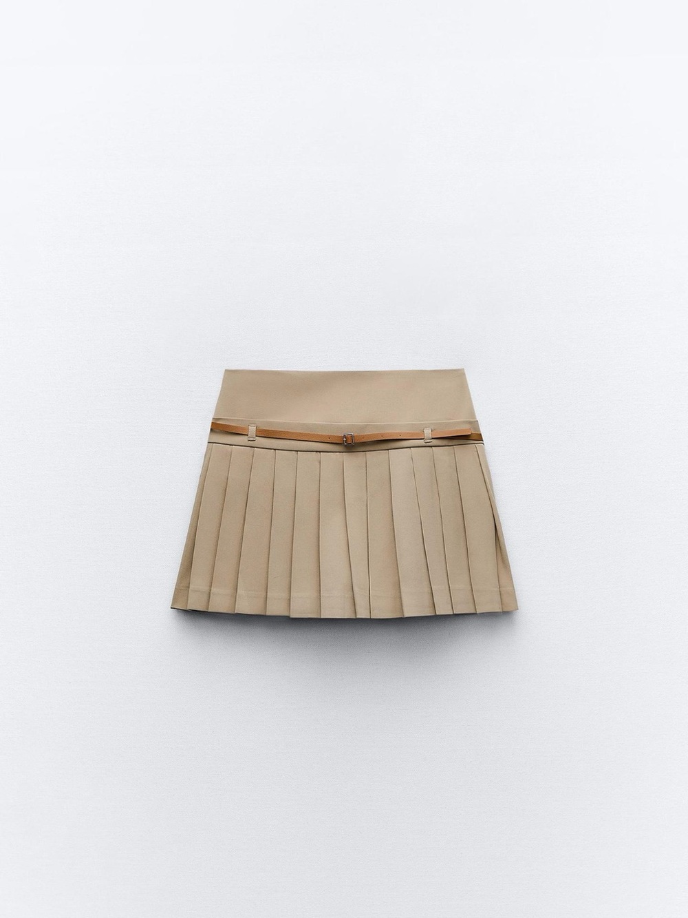 Zara Pleated Mini Skort in Taupe Brown